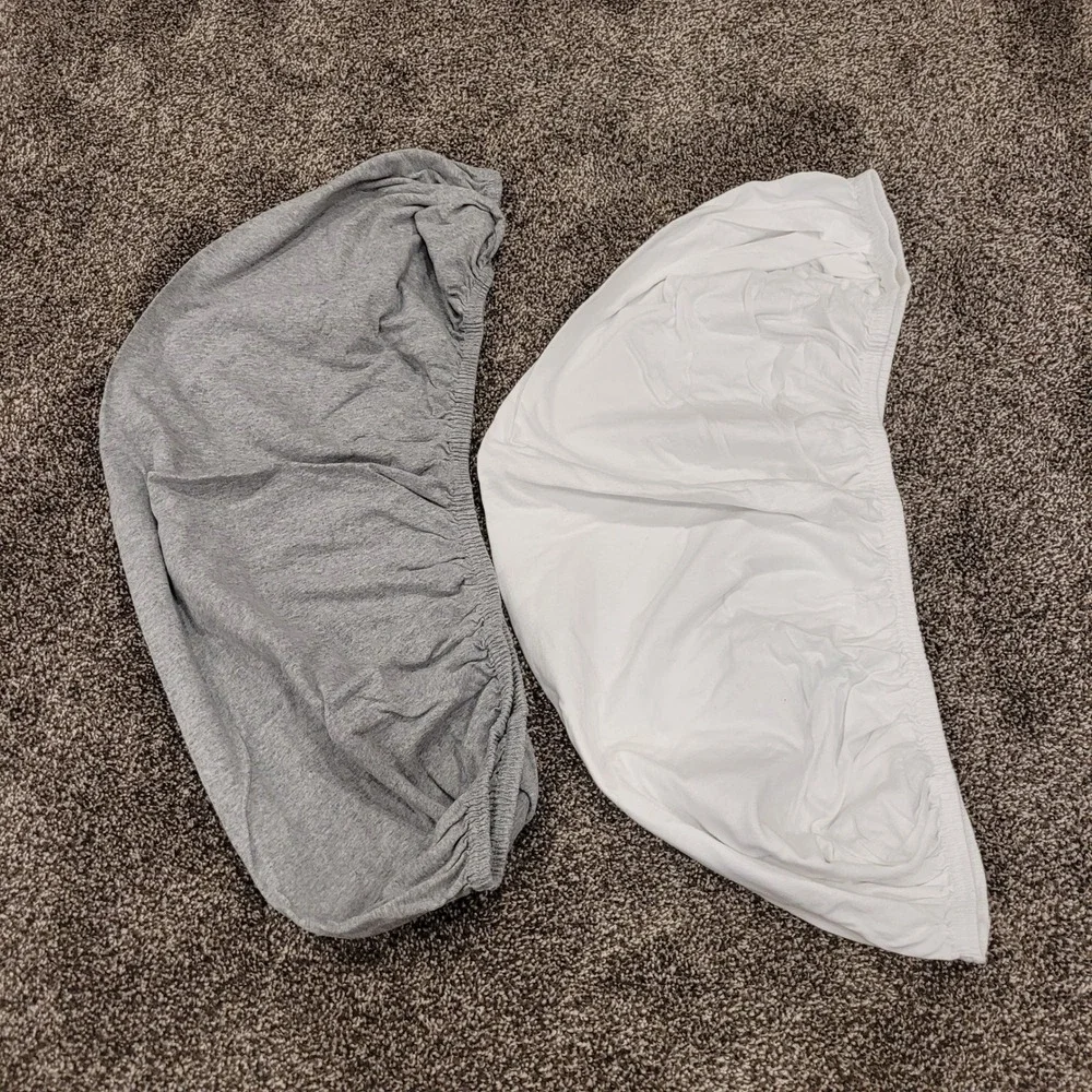 Burts Bees Baby Organic Cotton Bassinet Sheets Set of 2 White Heather Grey